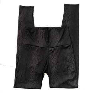 High Waist Leggings Snakeskin Print Black Size 3X